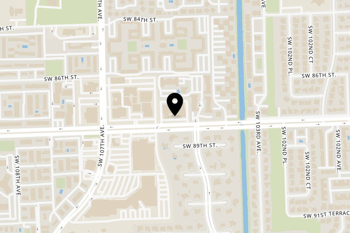 Map showing the location of The Korean Chef on 10471 SW 88th St B103 in Miami